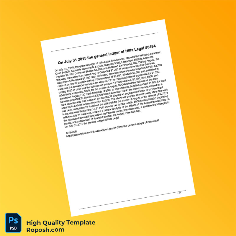 USA Hills Legal Services Inc Editable General Ledger Template in Word and PDF formats USA Hills Legal Services Inc Editable General Ledger Template in Word and PDF formats