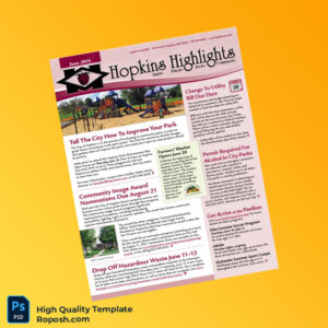 USA Hopkins Editable City Newsletter Template in Word and PDF formats 2 page