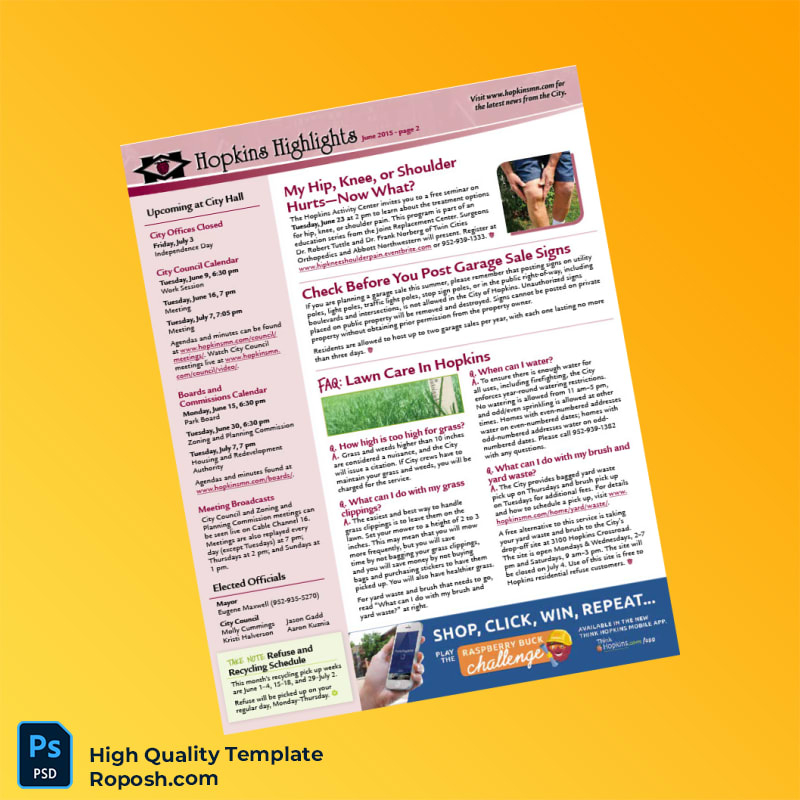 USA Hopkins Editable City Newsletter Template in Word and PDF formats 2 page USA Hopkins Editable City Newsletter Template in Word and PDF formats 2 page