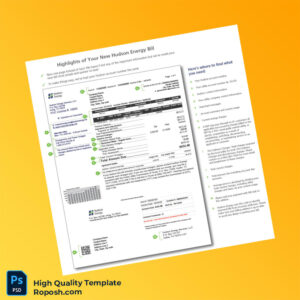 USA Hudson Energy Services LLC Editable Utility Bill Template in Word and PDF formats