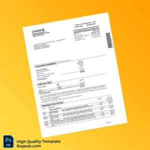 USA JPMorgan Chase Bank Statement Template in Word and PDF formats 4 page