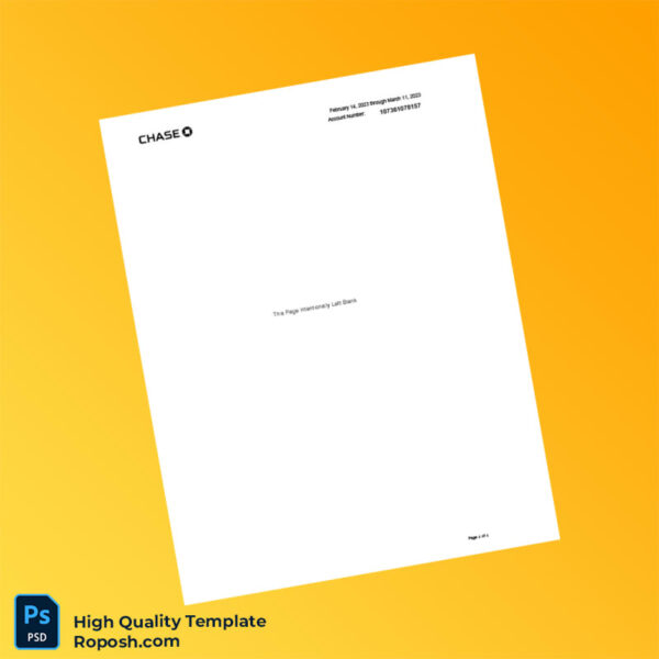 USA JPMorgan Chase Bank Statement Template in Word and PDF formats 4 page