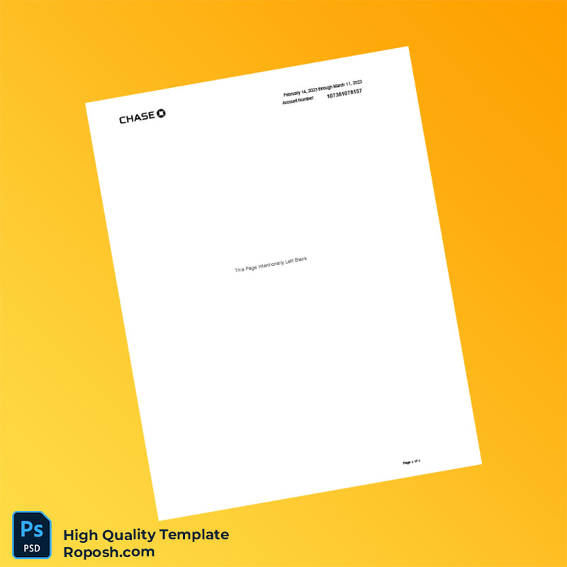 USA JPMorgan Chase Bank Statement Template in Word and PDF formats 4 page USA JPMorgan Chase Bank Statement Template in Word and PDF formats 4 page