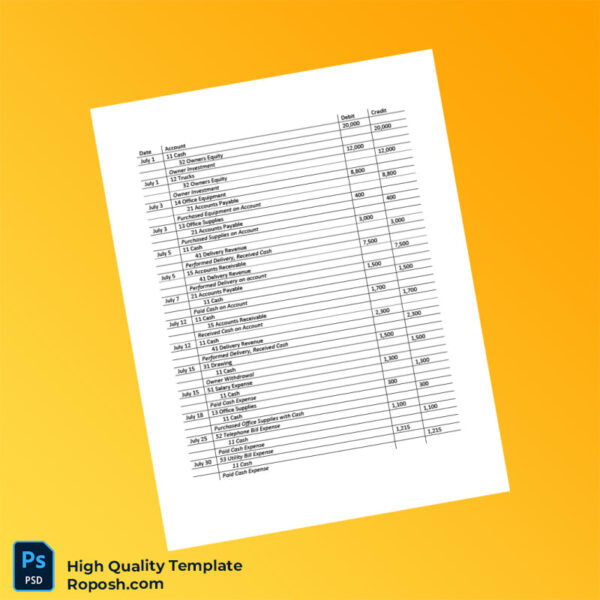 USA Kokako Inc Editable Journal Entries Template in Word and PDF formats 2 page
