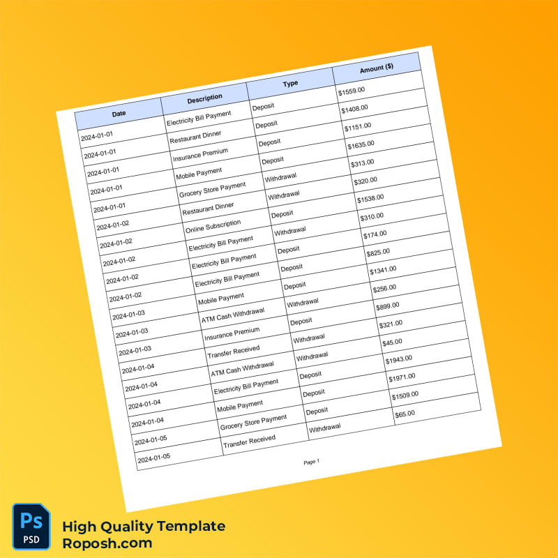 USA M T Bank Statement Template in Word and PDF formats 7 page USA M T Bank Statement Template in Word and PDF formats 7 page