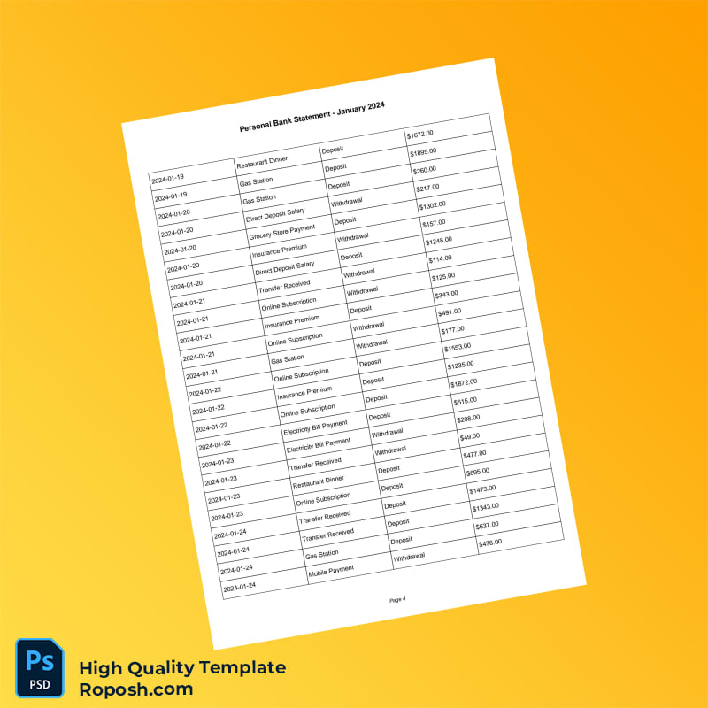 USA M T Bank Statement Template in Word and PDF formats 7 page USA M T Bank Statement Template in Word and PDF formats 7 page