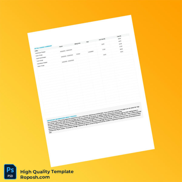 USA Monte Vista Editable Utility Billing Statement Template in Word and ...