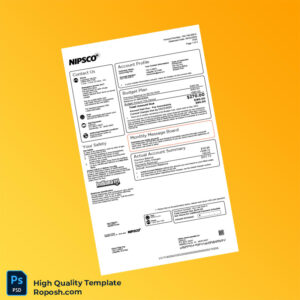 USA NIPSCO Editable Gas Bill Template in Word and PDF formats 2 page