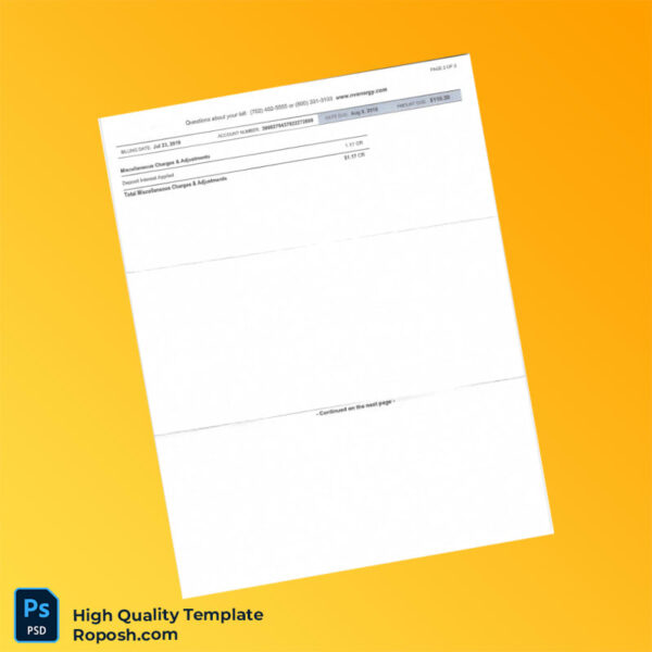 USA NV Energy Editable Utility Bill Template in Word and PDF formats 4 page