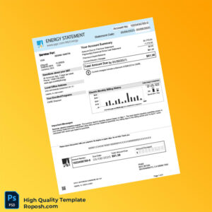 USA PG E Editable Energy Statement Template in Word and PDF formats