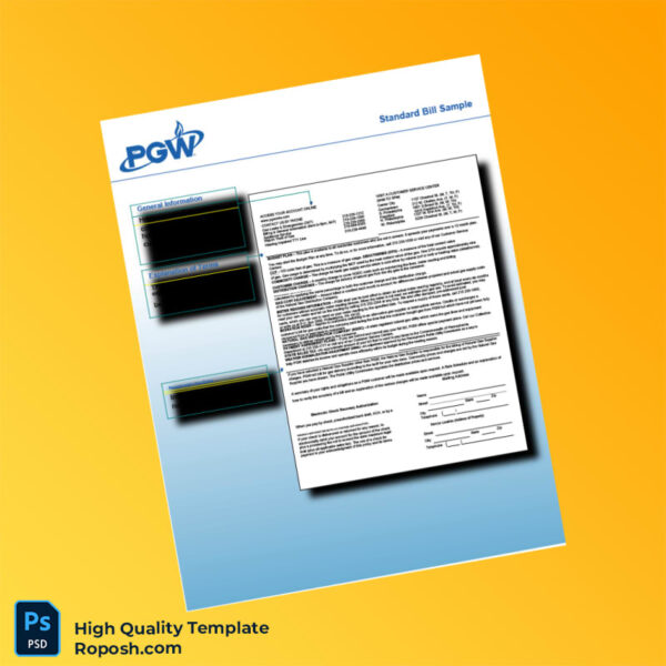 USA PGW Editable Gas Bill Template in Word and PDF formats 3 page