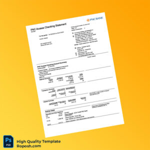 USA PNC Bank Statement Template in Word and PDF formats 2 page
