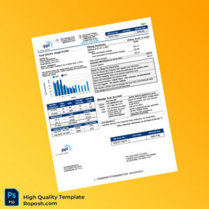 USA PPL Electric Utilities Editable Electricity Bill Template in Word and PDF formats 2 page