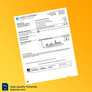 USA Pacific Gas And Electric Company Editable Energy Statement Template in Word and PDF formats 3 page