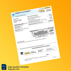 USA Pacific Gas And Electric Company Editable Utility Bill Template in Word and PDF formats 5 page