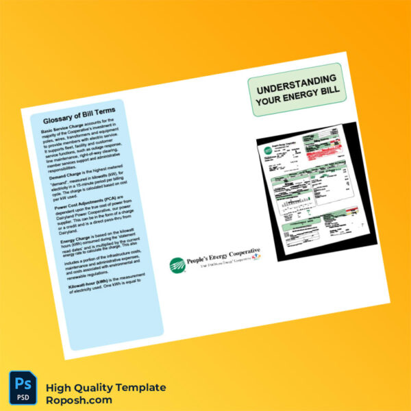 USA People s Energy Cooperative Editable Utility Bill Template in Word and PDF formats 3 page