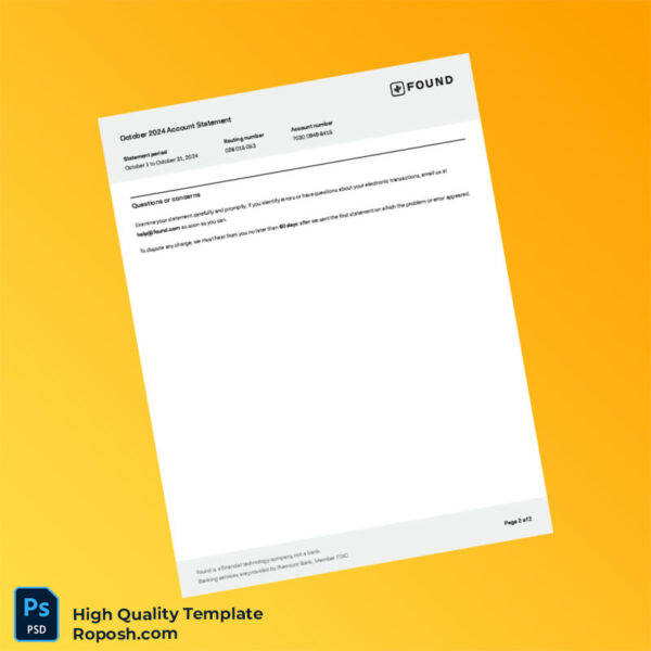 USA Piermont Bank Bank Statement Template in Word and PDF formats 2 page