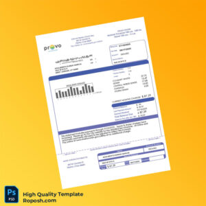 USA Provo City Utilities Editable Utility Bill Template in Word and PDF formats