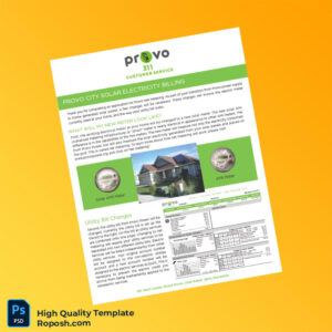 USA Provo Power Editable Solar Electricity Bill Template in Word and PDF formats 2 page