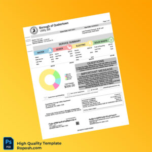 USA Quakertown Editable Utility Bill Template in Word and PDF formats 4 page