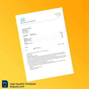 USA Quiskeya Investment LLC Bank Statement Template in Word and PDF formats