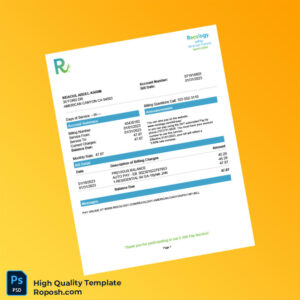 USA Recology Editable Utility Bill Template in Word and PDF formats