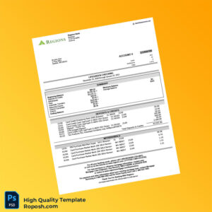 USA Regions Bank Statement Template in Word and PDF formats 6 page USA Regions Bank Statement Template in Word and PDF formats 6 page