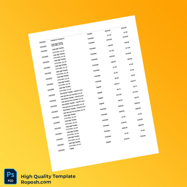 USA Robinhood Bank Statement Template in Word and PDF formats 6 page