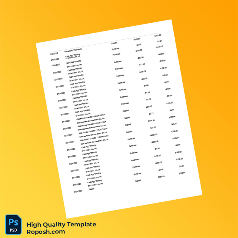 USA Robinhood Bank Statement Template in Word and PDF formats 6 page USA Robinhood Bank Statement Template in Word and PDF formats 6 page