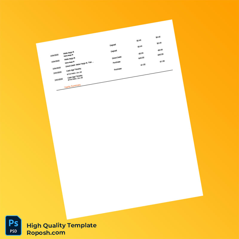 USA Robinhood Bank Statement Template in Word and PDF formats 6 page USA Robinhood Bank Statement Template in Word and PDF formats 6 page