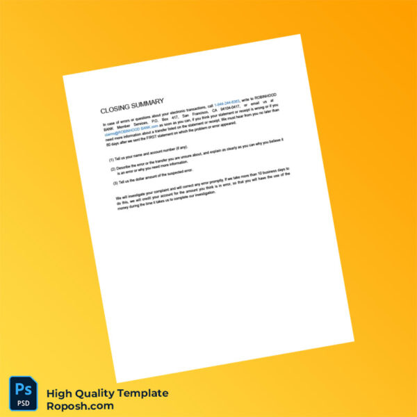 USA Robinhood Bank Statement Template in Word and PDF formats 6 page