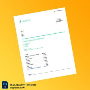 USA Robinhood Checking Account Statement Template in Word and PDF formats 6 page USA Robinhood Checking Account Statement Template in Word and PDF formats 6 page