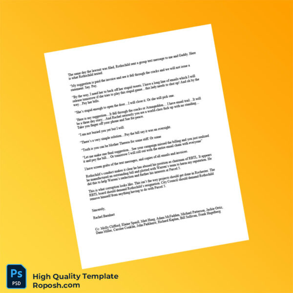 USA Rochester Broadway Theatre League Editable Letter Template in Word and PDF formats 2 page