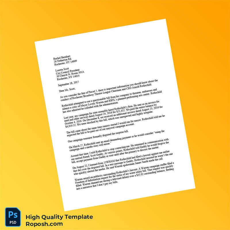 USA Rochester Broadway Theatre League Editable Letter Template in Word and PDF formats 2 page USA Rochester Broadway Theatre League Editable Letter Template in Word and PDF formats 2 page