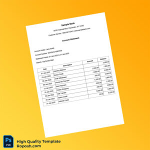 USA Sample Bank Account Statement Template in Word and PDF formats