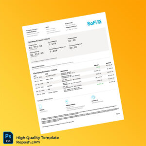 USA SoFi Bank Statement Template in Word and PDF formats 3 page