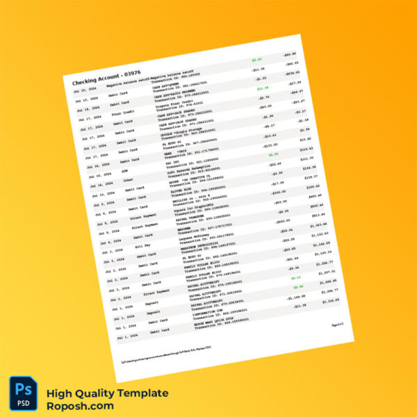 USA SoFi Bank Statement Template in Word and PDF formats 3 page