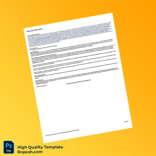 USA SoFi Bank Statement Template in Word and PDF formats 3 page