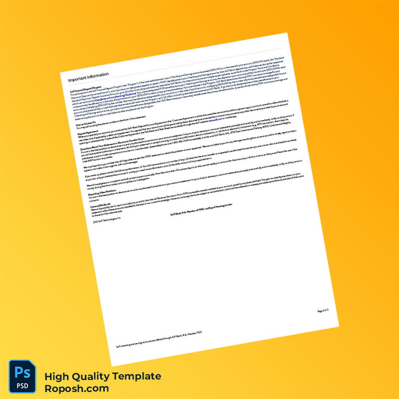 USA SoFi Bank Statement Template in Word and PDF formats 3 page USA SoFi Bank Statement Template in Word and PDF formats 3 page