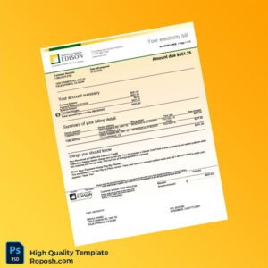 USA Southern California Edison Editable Electricity Bill Template in Word and PDF formats 8 page
