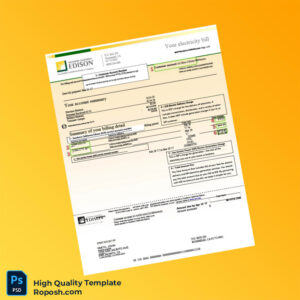 USA Southern California Edison Editable Electricity Bill Template in Word and PDF formats 3 page