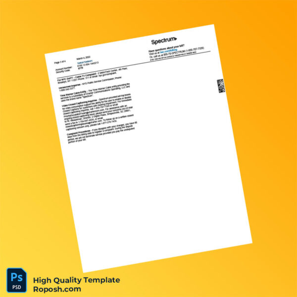 USA Spectrum Editable Billing Statement Template in Word and PDF formats 4 page