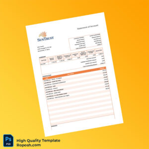 USA SunTrust Bank Statement Template in Word and PDF formats 3 page