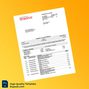 USA Synovus Bank Statement Template in Word and PDF formats 8 page