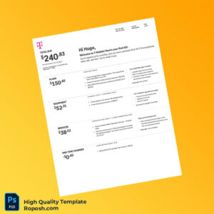 USA T Mobile Us Editable Summary Bill Template in Word and PDF formats 6 page