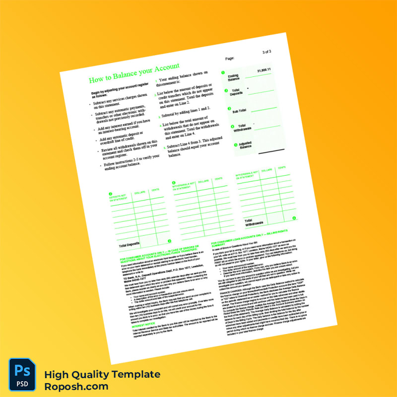 USA TD Bank Credit Card Statement Template in Word and PDF formats 3 page USA TD Bank Credit Card Statement Template in Word and PDF formats 3 page