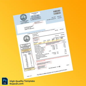USA Tampa Editable Water Bill Template in Word and PDF formats