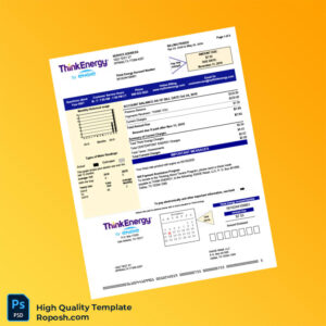 USA ThinkEnergy Editable Electricity Bill Template in Word and PDF formats 2 page