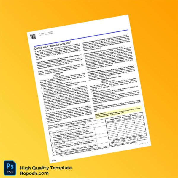 USA Truist Bank Statement Template in Word and PDF formats 3 page