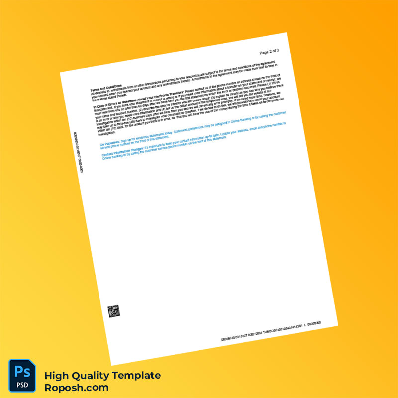 USA UMB Bank Statement Template in Word and PDF formats 3 page USA UMB Bank Statement Template in Word and PDF formats 3 page